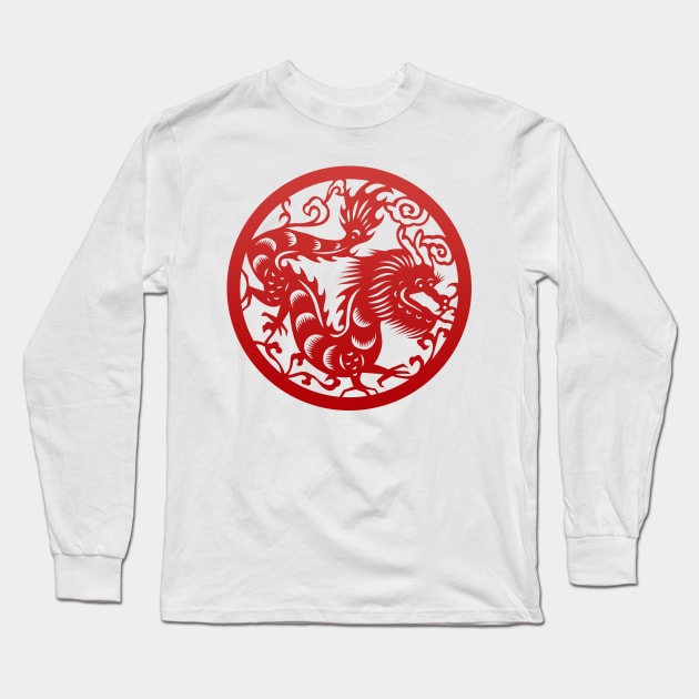 Chinese Zodiac Dragon in Red Long Sleeve T-Shirt by Takeda_Art